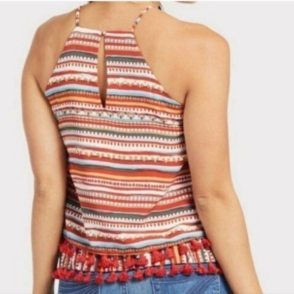 NWT Evereve Sunday in Brooklyn  Desert Stripe Tiered Tassel Tank Top XS - Picture 4 of 13